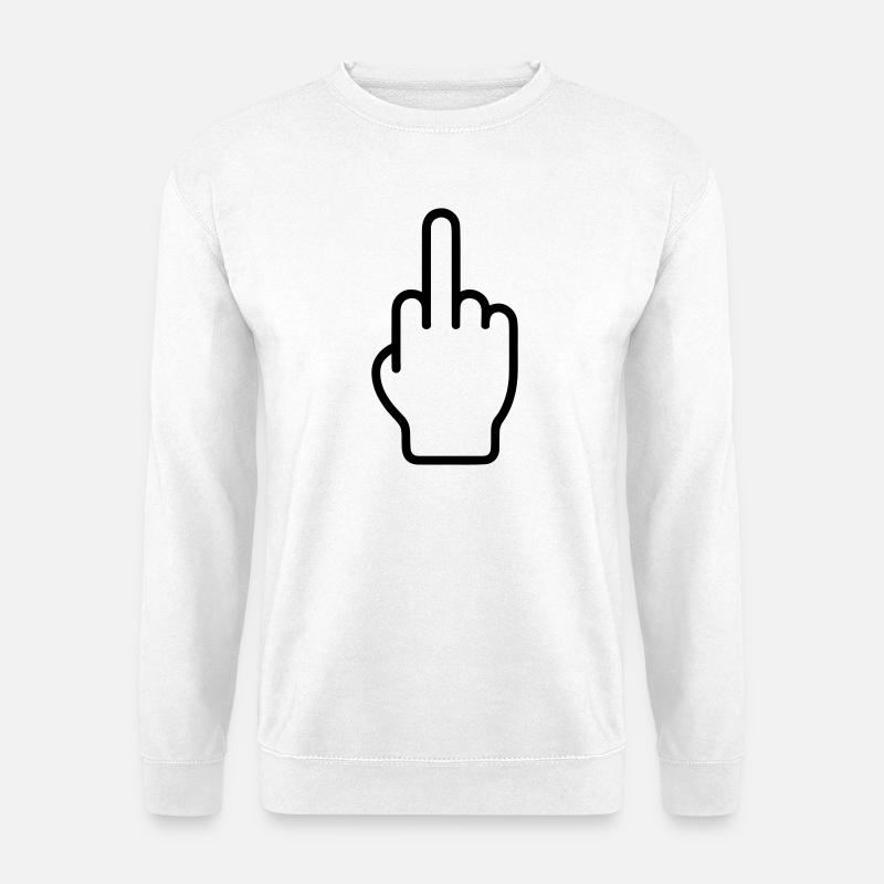Mittelfinger Symbol Zeichen Hand - Unisex Pullover - Weiß