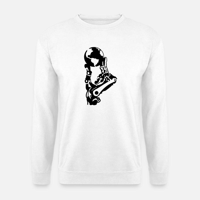 Globe in robot hand - Unisex Sweatshirt - white