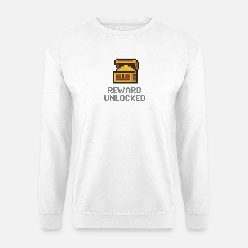 Pixel Chest Belohnung freigeschaltet - Unisex Pullover - Weiß