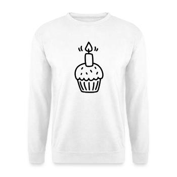 Muffin avec une bougie pour un anniversaire - Sweat-shirt Unisexe - blanc - Devant