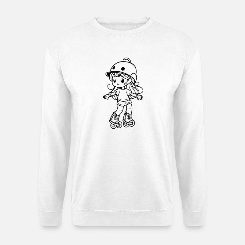 Roller Skating Mädchen Cartoon - Unisex Pullover - Weiß