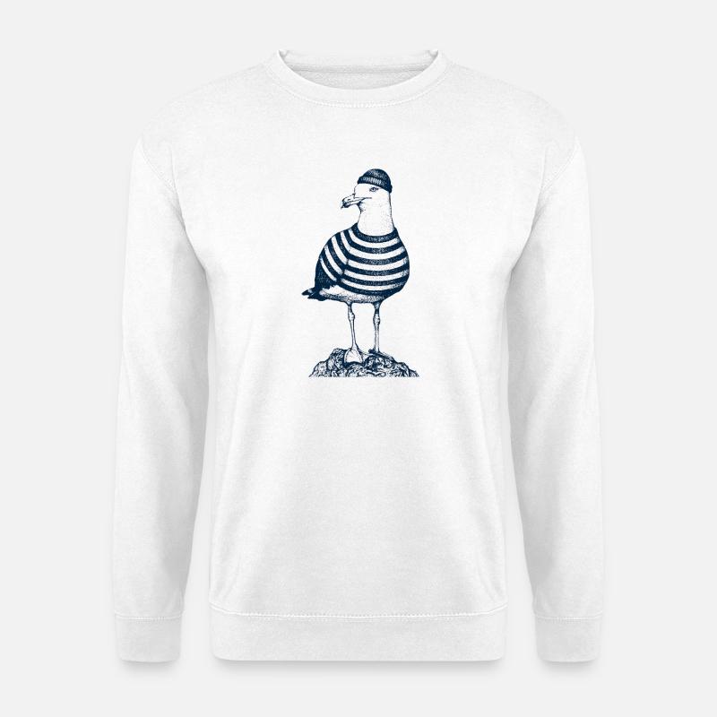 Möwe mit Pulli - Unisex Pullover - Weiß