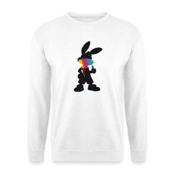 Cooler Hase Silhouette Neon Farbe Street Style  - Unisex Pullover - Weiß - Vorne