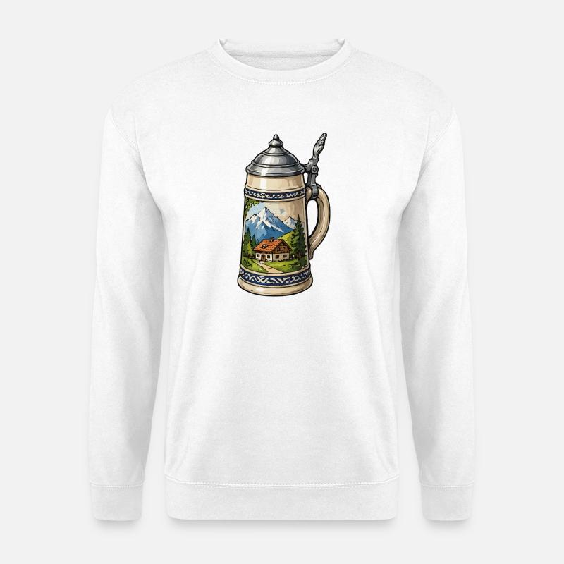 Alpenhütte im Bierkrug - Unisex Pullover - Weiß