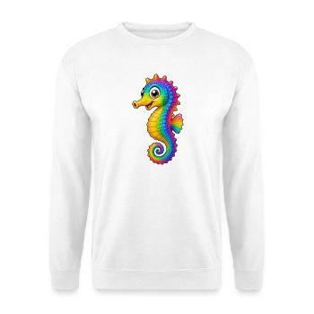Buntes Seepferdchen Cartoon lustiges Tier  - Unisex Pullover - Weiß - Vorne