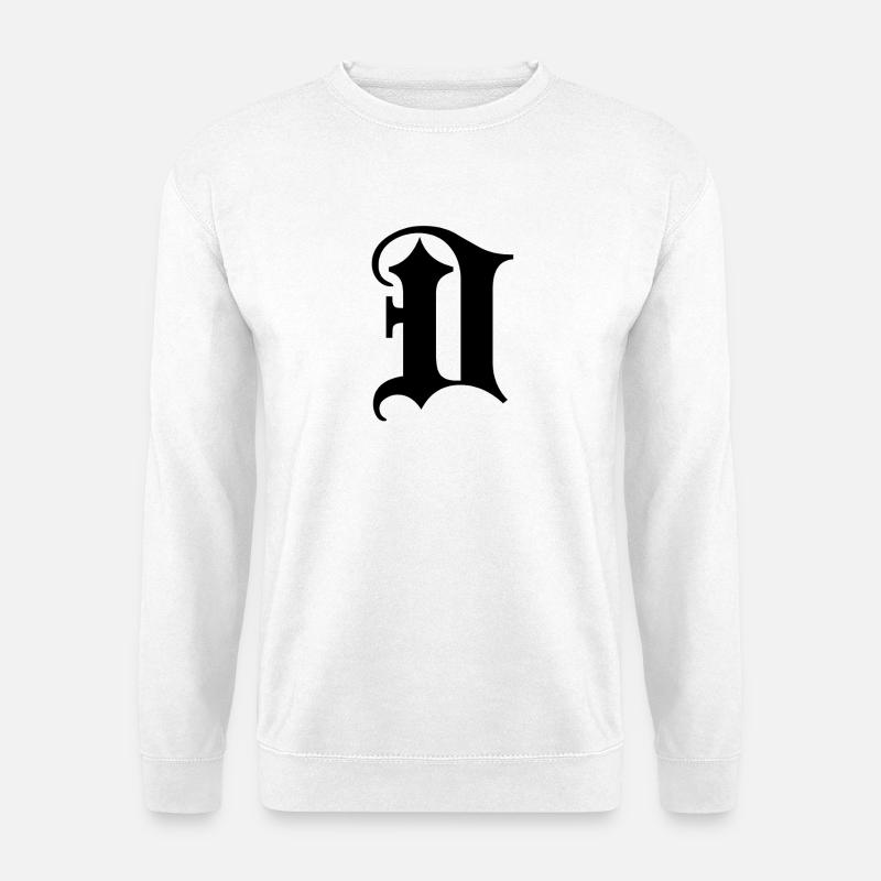 Typografie D-Monogramm-Buchstabe-Mosaik-Design T-Shirt - Unisex Pullover - Weiß