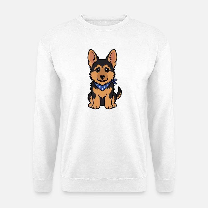 Süßer Schäferhund Welpe mit Halstuch - Unisex Pullover - Weiß