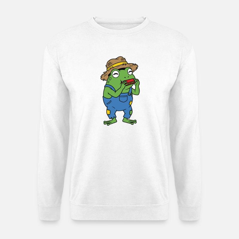 grenouille avec harmonica - Sweat-shirt Unisexe - blanc