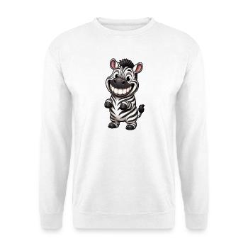Dessin animé Drôle de Sourire Zèbre - Sweat-shirt Unisexe - blanc - Devant