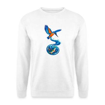 Eisvogel Wellenwurf - Unisex Pullover - Weiß - Vorne - Alina (178cm) & Michal (187cm)
