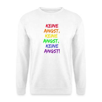 KEINE ANGST, MUT GEGEN RECHTS, WIDERSTAND, FCK NZS - Unisex Pullover - Weiß - Vorne - Alina (178cm) & Michal (187cm)