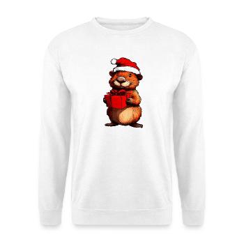 Biber Weihnachtsmann - Unisex Pullover - Weiß - Vorne - Alina (178cm) & Michal (187cm)