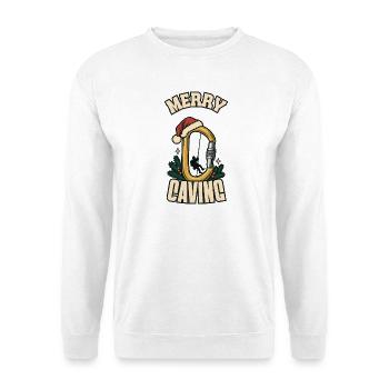 Fröhliche Höhlenerkundung – Weihnachtshöhlen-Geschenk - Unisex Pullover - Weiß - Vorne - Alina (178cm) & Michal (187cm)