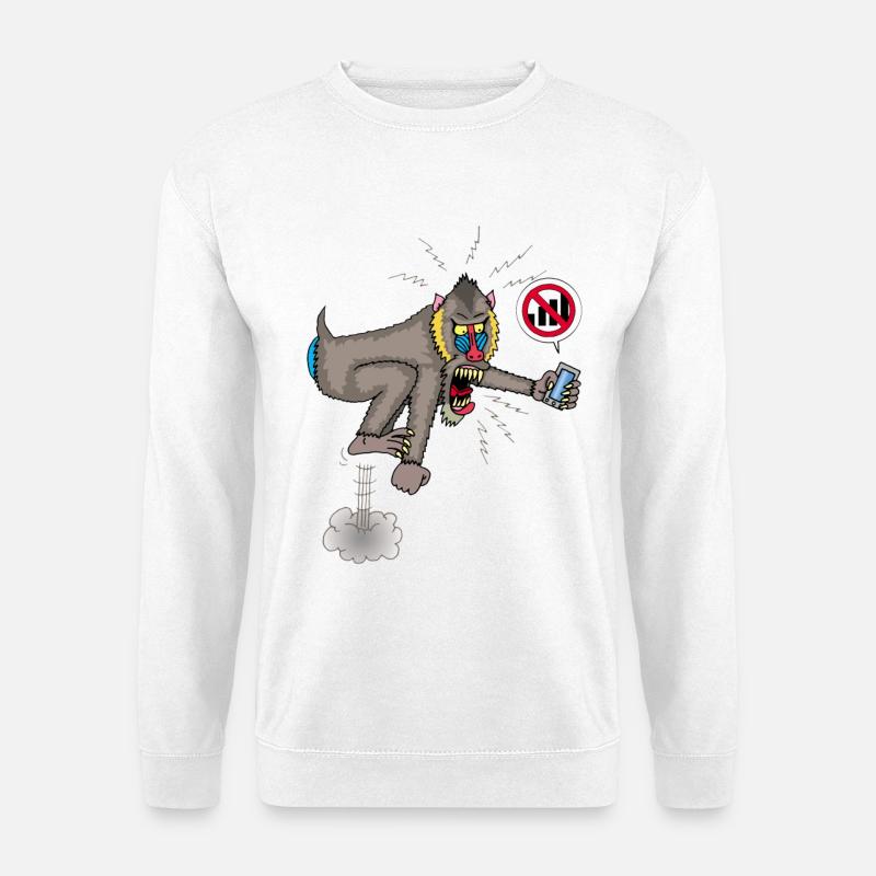 Monkey and mobile phone - Unisex Sweatshirt - white