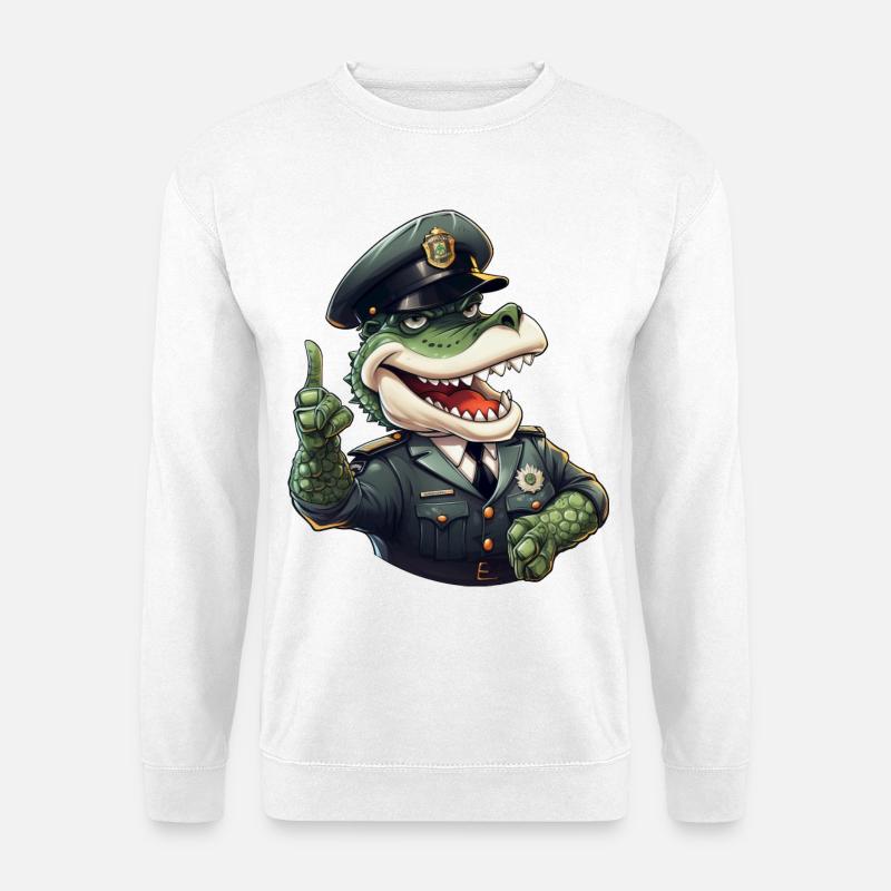 Krokodil Polizist - Unisex Pullover - Weiß