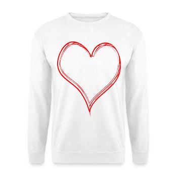 Herz Kontur - Unisex Pullover - Weiß - Vorne - Alina (178cm) & Michal (187cm)