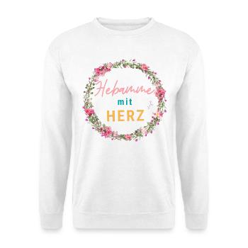 Hebamme mit Herz - personalisierbares Design - Unisex Pullover - Weiß - Vorne