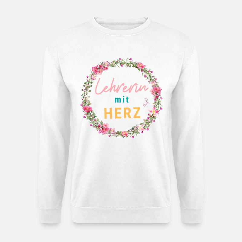 Lehrerin mit Herz! Personalisierbares Design - Unisex Pullover - Weiß