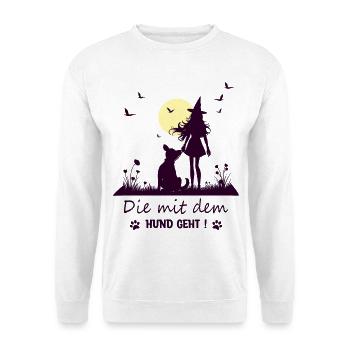 Hexe die mit dem Hund geht ! - Unisex Pullover - Weiß - Vorne