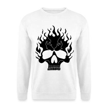 Schwarzer flammender Schädel - Unisex Pullover - Weiß - Vorne
