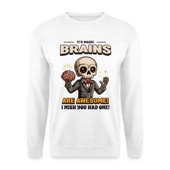 Sort de cerveau Humour squelette - Sweat-shirt Unisexe - blanc - Devant