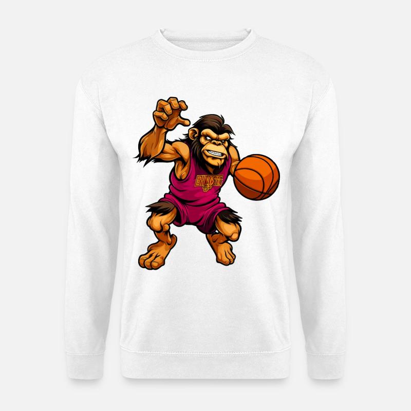 Schimpansen Basketball - Unisex Pullover - Weiß
