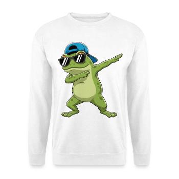 Cool Dabbing Frog Sonnenbrillen-Cartoon-Kunst - Unisex Pullover - Weiß - Vorne