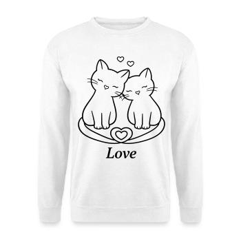Cute Cat Couple Love Line Art | Romantic Cat Style - Unisex Pullover - Weiß - Vorne