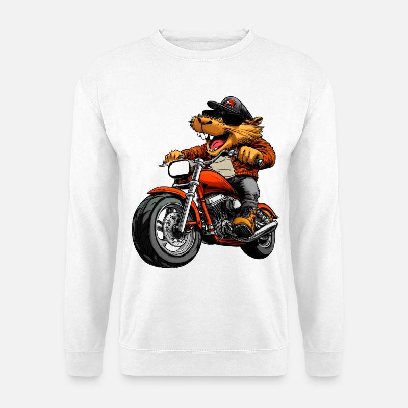 Motorradfahrer Biber - Unisex Pullover - Weiß