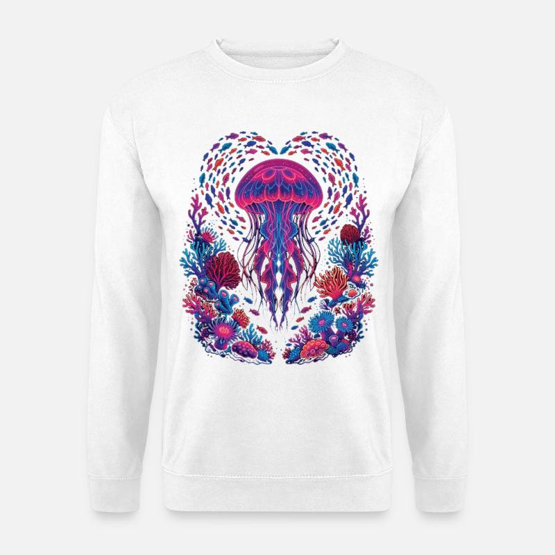 Retro Quallen-Ästhetischer Ozean - Unisex Pullover - Weiß