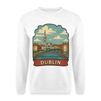 Badge de voyage vintage du pont Hapenny de Dublin - Sweat-shirt Unisexe - blanc - Devant