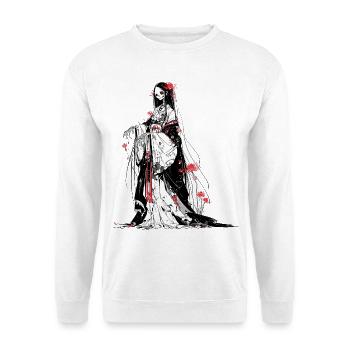 Higanbana Skeleton Geisha – Black Japanese Yokai R - Unisex Sweatshirt - white - Front