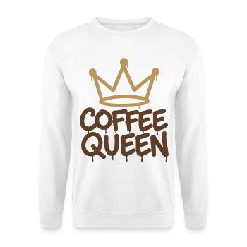 Coffee Queen Krone - Unisex Pullover - Weiß - Vorne - Alina (178cm) & Michal (187cm)