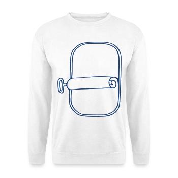 Fischdose Dose - Unisex Pullover - Weiß - Vorne - Alina (178cm) & Michal (187cm)