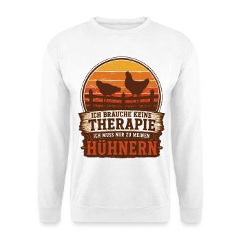 Hühnerstimmung Spruchshirt - Unisex Pullover - Weiß - Vorne - Alina (178cm) & Michal (187cm)