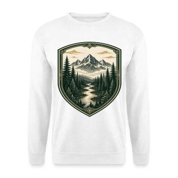 Waldberge Schild-Design - Unisex Pullover - Weiß - Vorne - Alina (178cm) & Michal (187cm)