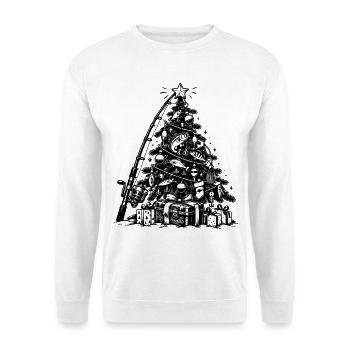 Lustiges Angler Weihnachtsgeschenk - Unisex Pullover - Weiß - Vorne - Alina (178cm) & Michal (187cm)