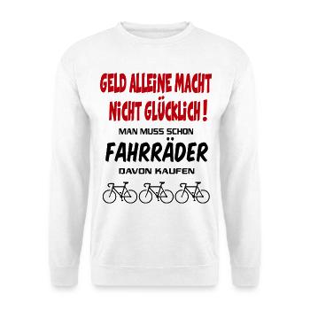Fahrrad kaufen Fahrradfahrer Fahrradfahrerin - Unisex Pullover - Weiß - Vorne - Alina (178cm) & Michal (187cm)