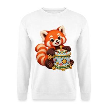 Roter Panda mit Zuckerpflaumen-Spieluhr - Unisex Pullover - Weiß - Vorne - Alina (178cm) & Michal (187cm)