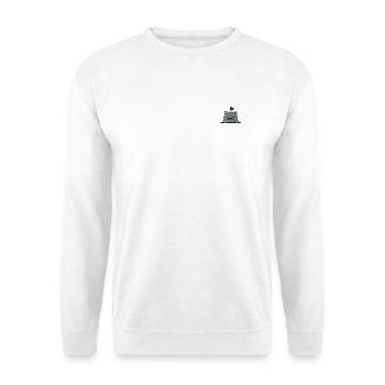 Katze bestickt - Unisex Pullover - Weiß - Vorne - Alina (178cm) & Michal (187cm)