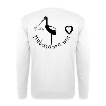 Hebamme mit Herz Storch - Unisex Pullover - Weiß - Hinten