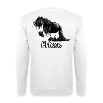 Lustiges Friesenpferd - Friese - Pferd - Unisex Pullover - Weiß - Hinten