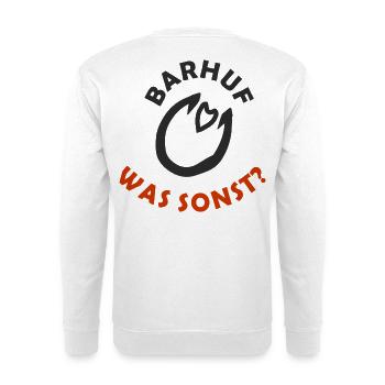Barhuf was sonst, Statement Barhufpferd, go barhuf - Unisex Pullover - Weiß - Hinten