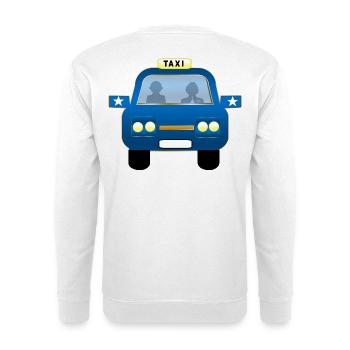 Blue Taxi Front Cartoon - Unisex Sweatshirt - white - Back