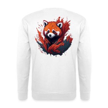 Roter Panda im Farbwirbel - Unisex Pullover - Weiß - Hinten
