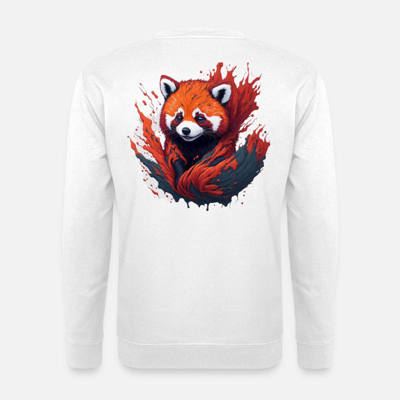 Roter Panda im Farbwirbel - Unisex Pullover - Weiß