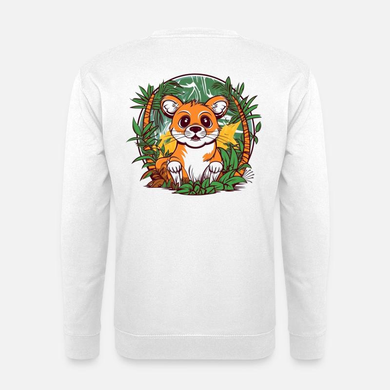 Cute Jungle Kitten Illustration - Unisex Sweatshirt - white