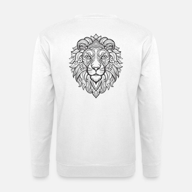 Detailed Lion Face Pattern - Unisex Sweatshirt - white