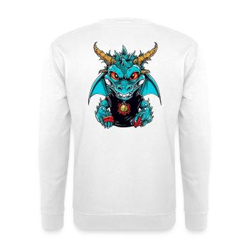 Drachen-Design mit mystischer Szenerie - Unisex Pullover - Weiß - Hinten