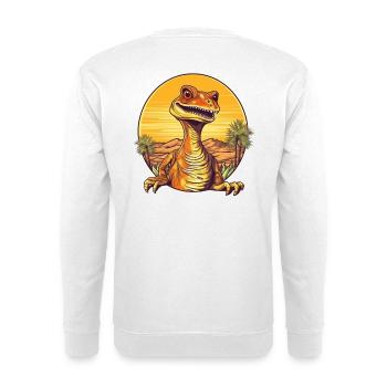 Illustration rétro dinosaure coucher de soleil - Sweat-shirt Unisexe - blanc - Dos